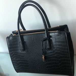 Faux crocodile leather tote